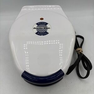 Proctor Silex Morning Baker Belgian Waffle Maker Non Stick Blue White 26500